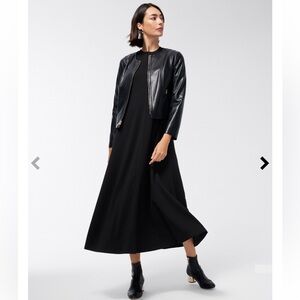 Chico’s ponte A-line elbow sleeve maxi dress in black 1/US 8